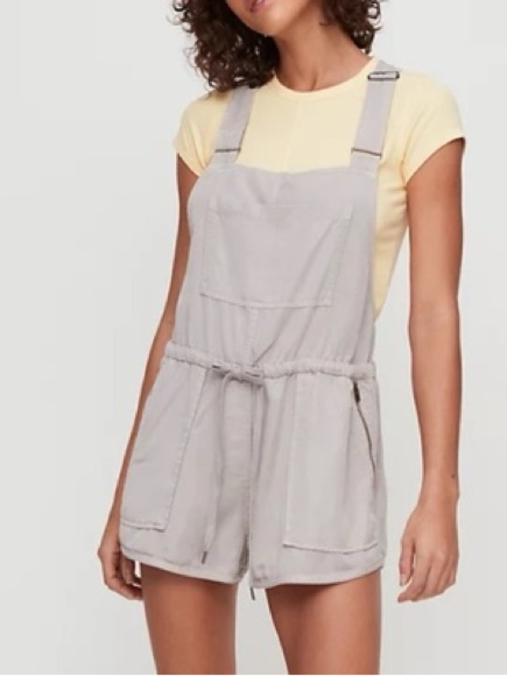 Aritzia Wilfred Free Sz S Beatriz Relaxed Overall Romper Tan Short